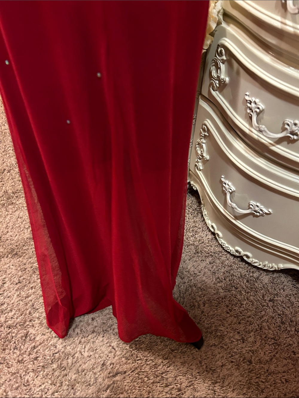 Red Rhinestone Embellished Prom Gown - Picture 4 of 8